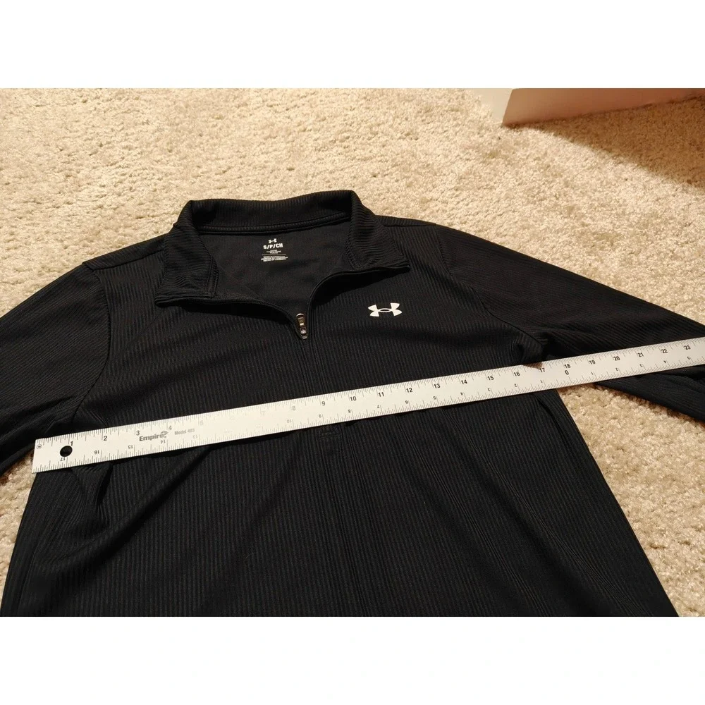 Under Armour Mens Quarter Zip Ribbed Pullover Black Long Sleeve Small